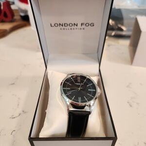 London Fog Black Leather Watch